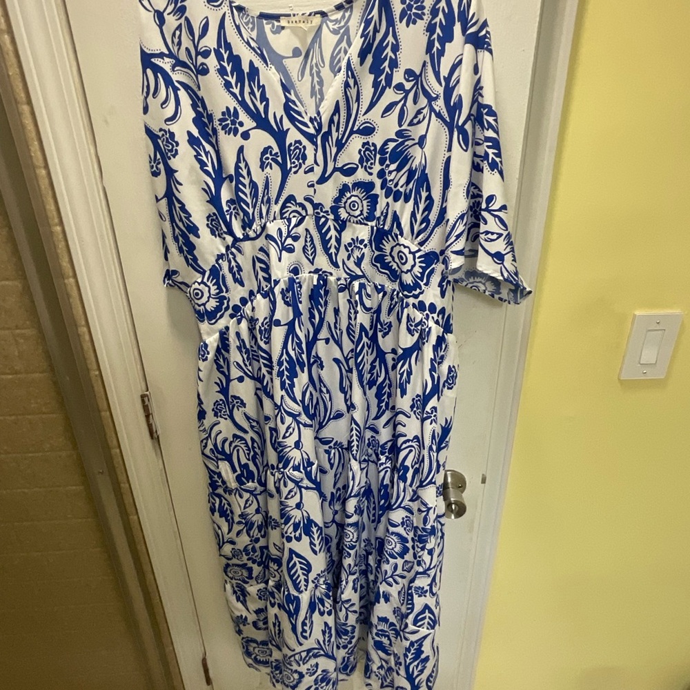 Baevely Kimono Dress Cobalt Print Maxi Dress Size 1XL